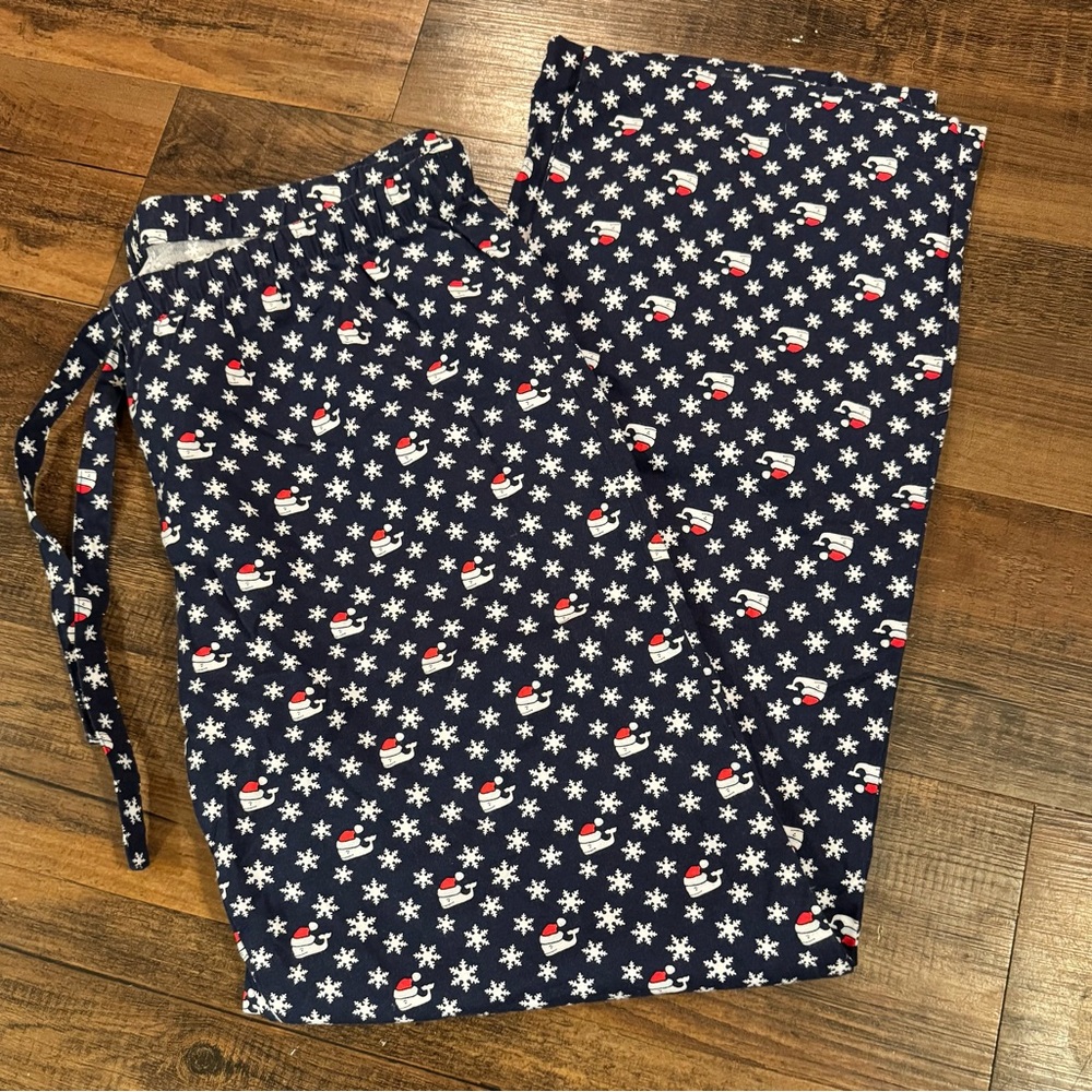 Vineyard Vines Womens Small Navy Blue Christmas Pajama Pants Holiday Snow Whale